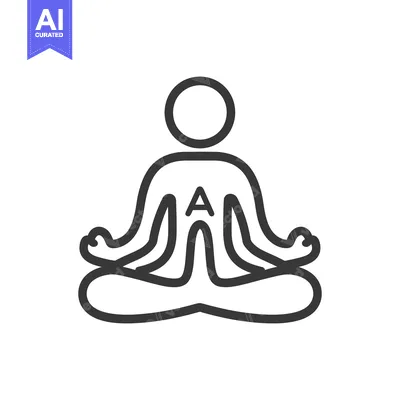 Aset premium populer: A simple line drawing of a meditating human figure