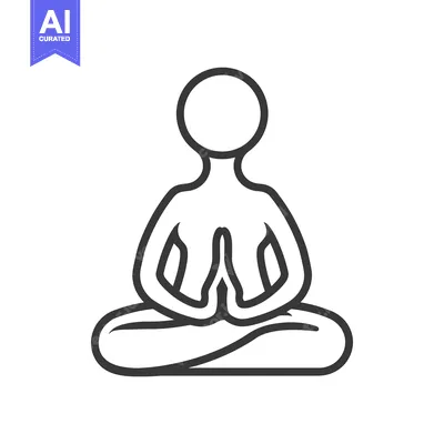 Aset desain premium: Simplified depiction of a person meditating in a lotus position