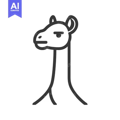 Aset desain premium: A stylized black line illustration of a camel animal profile