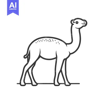 Aset premium populer: A simple line drawing depicting a standing camel animal