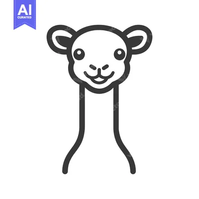 Aset premium populer: A cartoon illustration of a smiling llama with big ears
