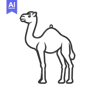 Aset premium populer: A simplified black and white outline illustration of a camel standing