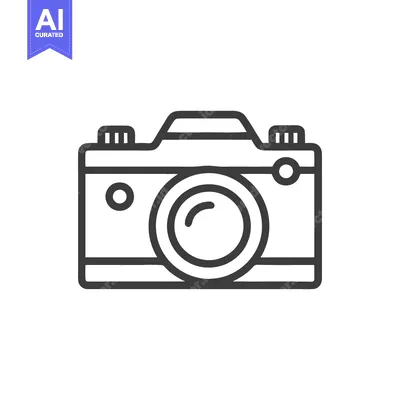 Aset desain premium: Minimalist Camera Icon: Clean Line Art for Photography Concepts