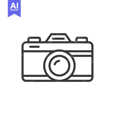 Aset desain premium: Minimalist Camera Icon: Clean Line Art on White Background