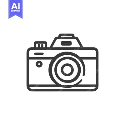 Aset desain premium: Minimalist Camera Icon: Clean Line Art Style on White Background