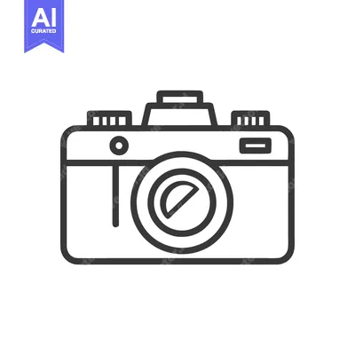 Aset premium populer: Minimalist Camera Icon: Clean Line Art for Photography Concepts