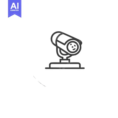 Aset desain premium: Minimalist Line Art: Security Camera Icon on White Background
