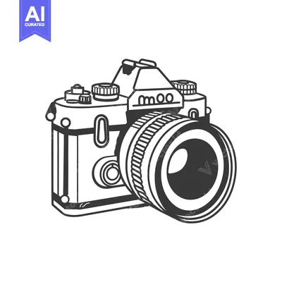 Premium design asset: A detailed illustration of a classic film single lens reflex camera