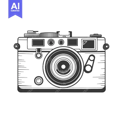 A detailed black and white illustration depicting a vintage rangefinde