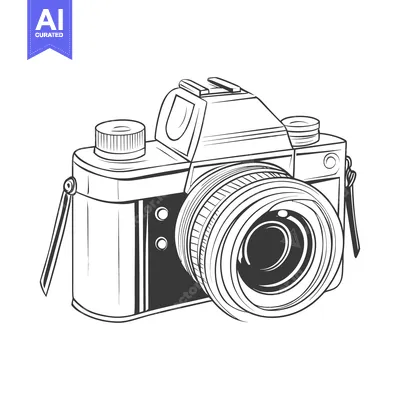 Popular premium asset: A detailed artistic depiction of an analog camera illustration