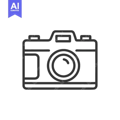 Aset premium populer: Minimalist Camera Icon: Clean Line Art Style on White Background