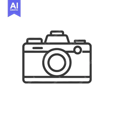 Aset premium populer: Minimalist Camera Icon: Clean Line Art on White Background