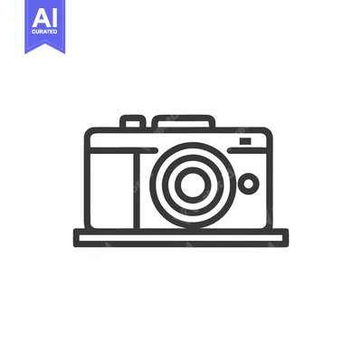 Aset desain premium: Minimalist Camera Icon: Sleek Line Art on White Background