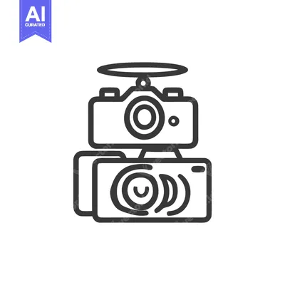 Aset desain premium: Stacked Camera Outline Icon: Photography Equipment, Minimalist Design