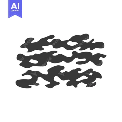 Aset desain premium: Black and white camouflage pattern appears on a white background