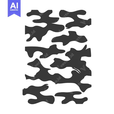 Aset premium populer: A simple digital graphic depicting a camouflage pattern in black and w