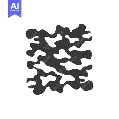 Premium design asset: A simple black and white camouflage pattern square on a white backgrou