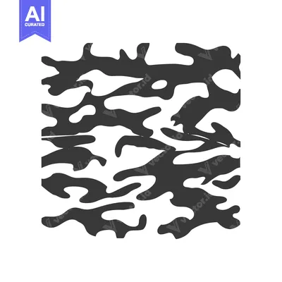 Aset desain premium: Black and white abstract camouflage pattern presented on a plain white
