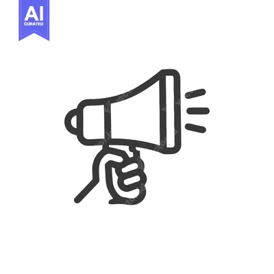 Premium design asset: Hand Holding Megaphone Icon: Bold Line Art for Announcement