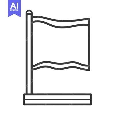 Popular premium asset: A minimalist black outline drawing of a waving rectangular flag