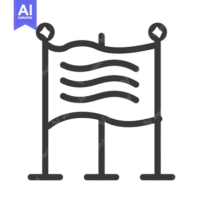 Aset desain premium: Simple icon representing a flag held up by two sturdy posts