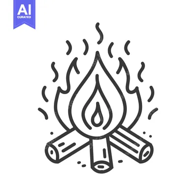 A detailed illustration of a burning campfire icon or symbol