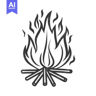 Aset premium populer: An illustration depicts burning flames rising from wooden logs