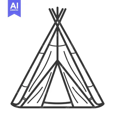 A simple illustrated outline of a tribal camping tent structure