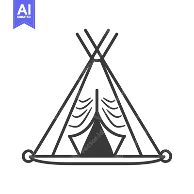 Premium design asset: Simple illustration of a teepee tent in black and white