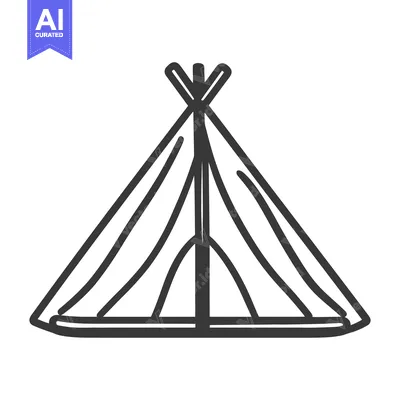 Simple drawing illustrates a tepee style tent structure design