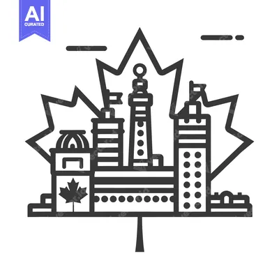 Aset desain premium: A stylized illustration of a city skyline within a leaf outline