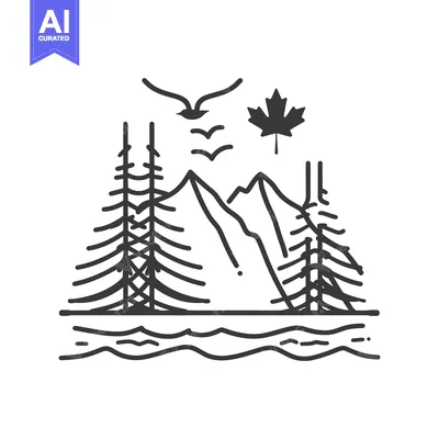Popular premium asset: Simple black and white illustration depicting nature and a landscape