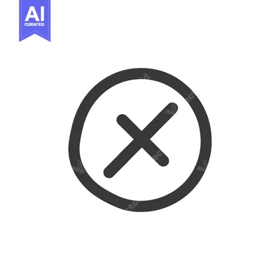 Aset premium populer: Hand-Drawn Style Black Cross Mark in Circle on White Background