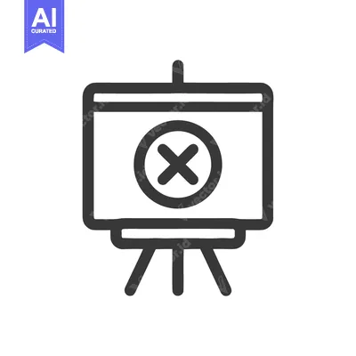Aset premium populer: Presentation Easel with Cross Mark Icon, Dark Outline Style