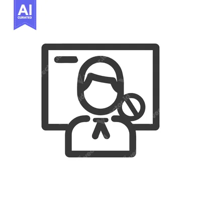 Aset desain premium: Blocked Video Call Icon: Person with No Symbol on Screen, Minimalist D