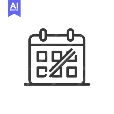 Aset desain premium: Crossed-Out Calendar Icon: Deadline, Cancellation, or Event Postponeme