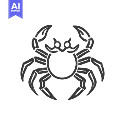 Aset desain premium: A simple illustrative black and white depiction of a crab