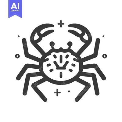 Aset premium populer: A simple black and white illustration of a crab creature