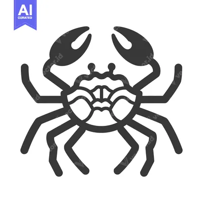 Aset desain premium: A stylized illustration depicting a crab with pincers and legs