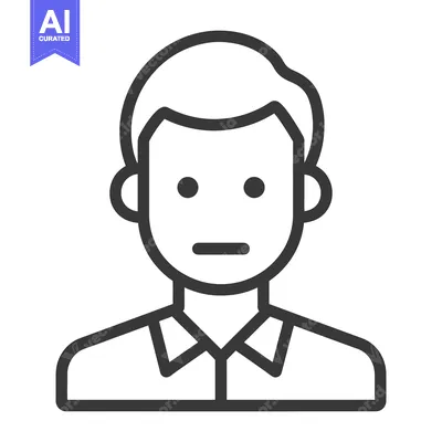 Aset desain premium: Simple black and white line illustration of a human figure