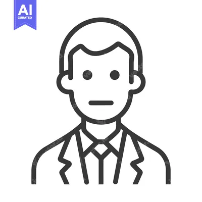 Aset desain premium: Simple outlined drawing of a man in a formal suit