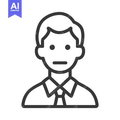 Aset premium populer: A simple black and white outline of a person with shirt and tie