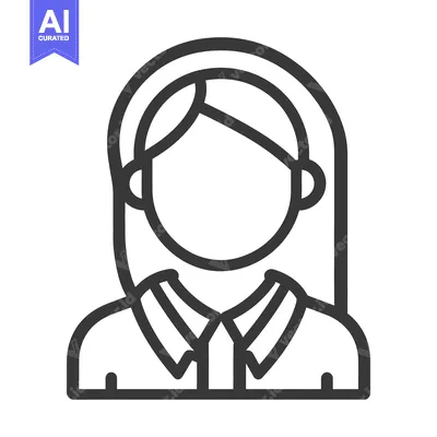 Aset desain premium: A simplified line art representation of a female figure