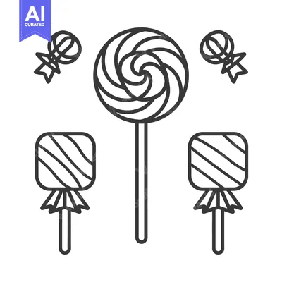 Premium design asset: Various designs of confectionery treats arranged with simple black out
