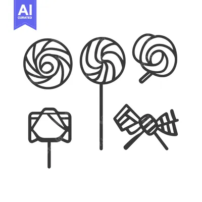 Premium design asset: Several different styled outlines depicting various types of lollipops