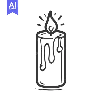 Aset desain premium: A single candle with a flame and dripping wax illustration