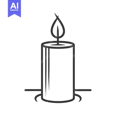Aset desain premium: A black and white depiction of a burning candle