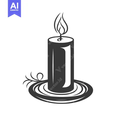 Aset premium populer: A lit pillar candle in a candle holder with decorative features