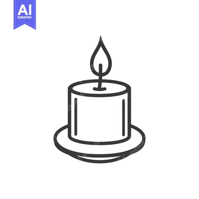 A single lit candle illustrated with simple dark outline and design