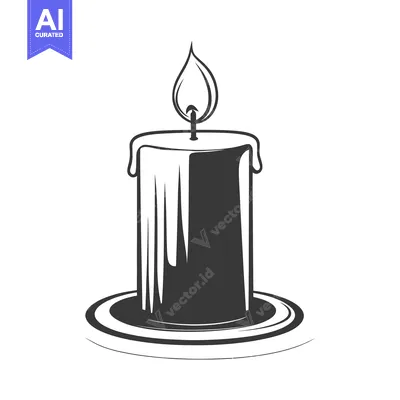 Aset premium populer: A single lit candle is sitting on a simple round base